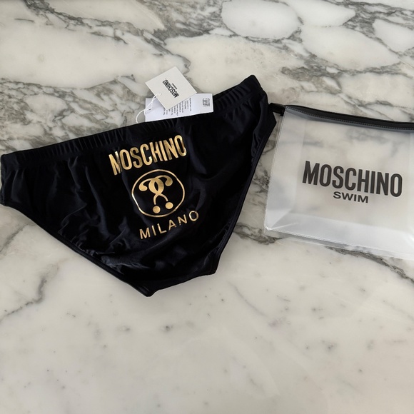 MOSCHINO Milano Black & Gold Swim Briefs Size: L - NWT - Picture 5 of 5